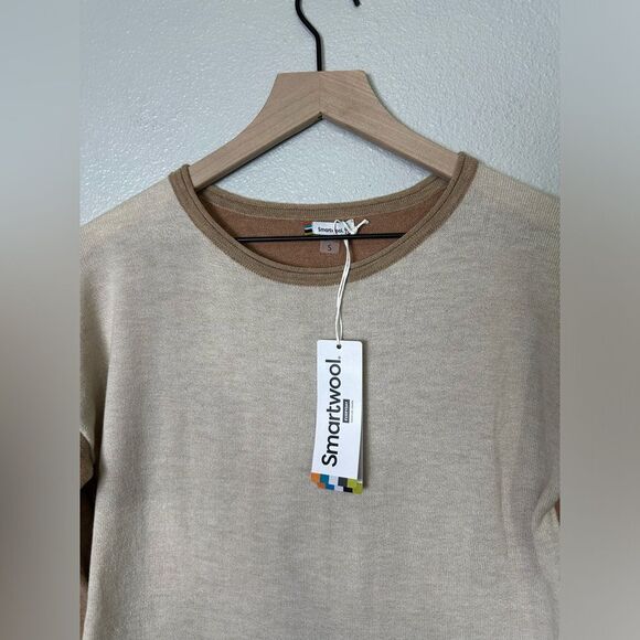 *** NWT Smartwool Shadow Pine Colorblock Sweater Top Almond Heather Women’s S - Picture 5 of 12